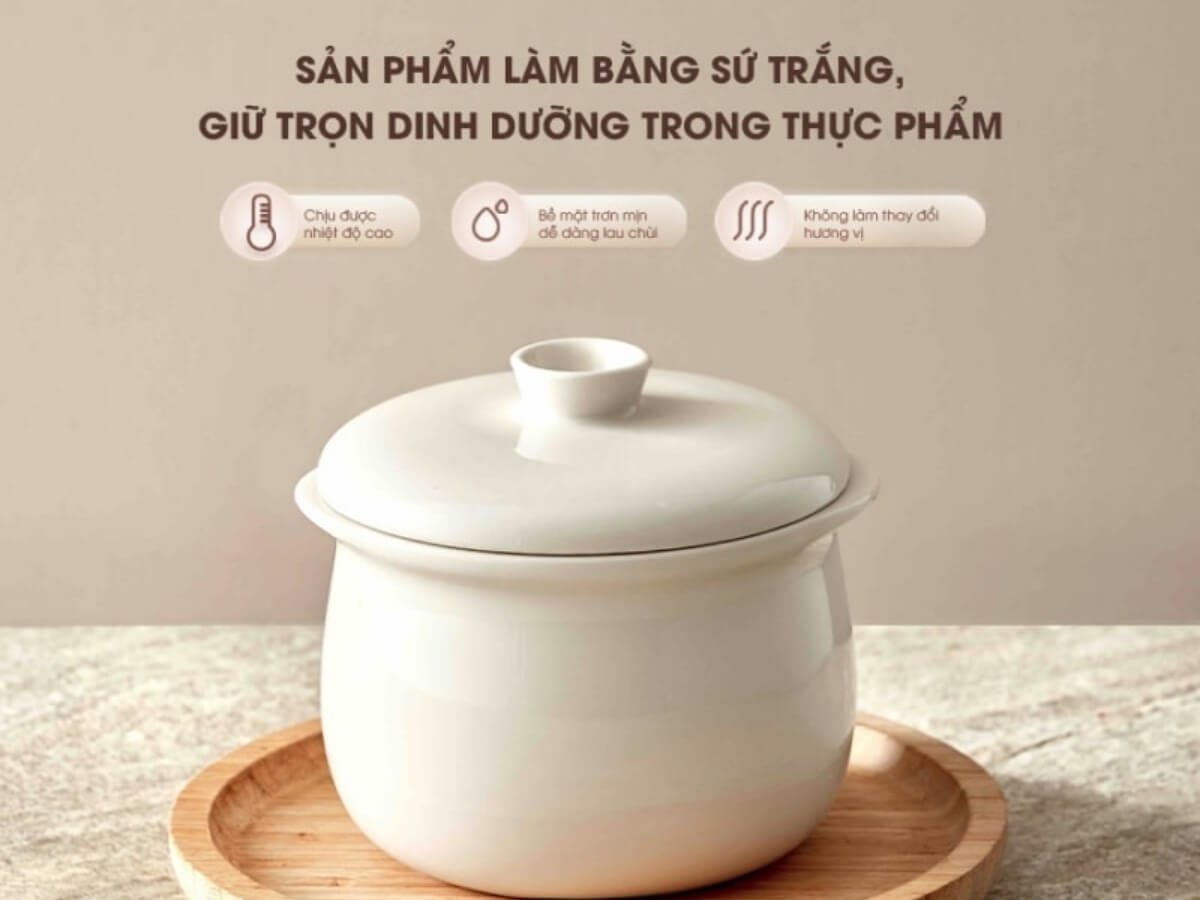 Lòng nồi bằng gốm ceramic chống dính và an toàn