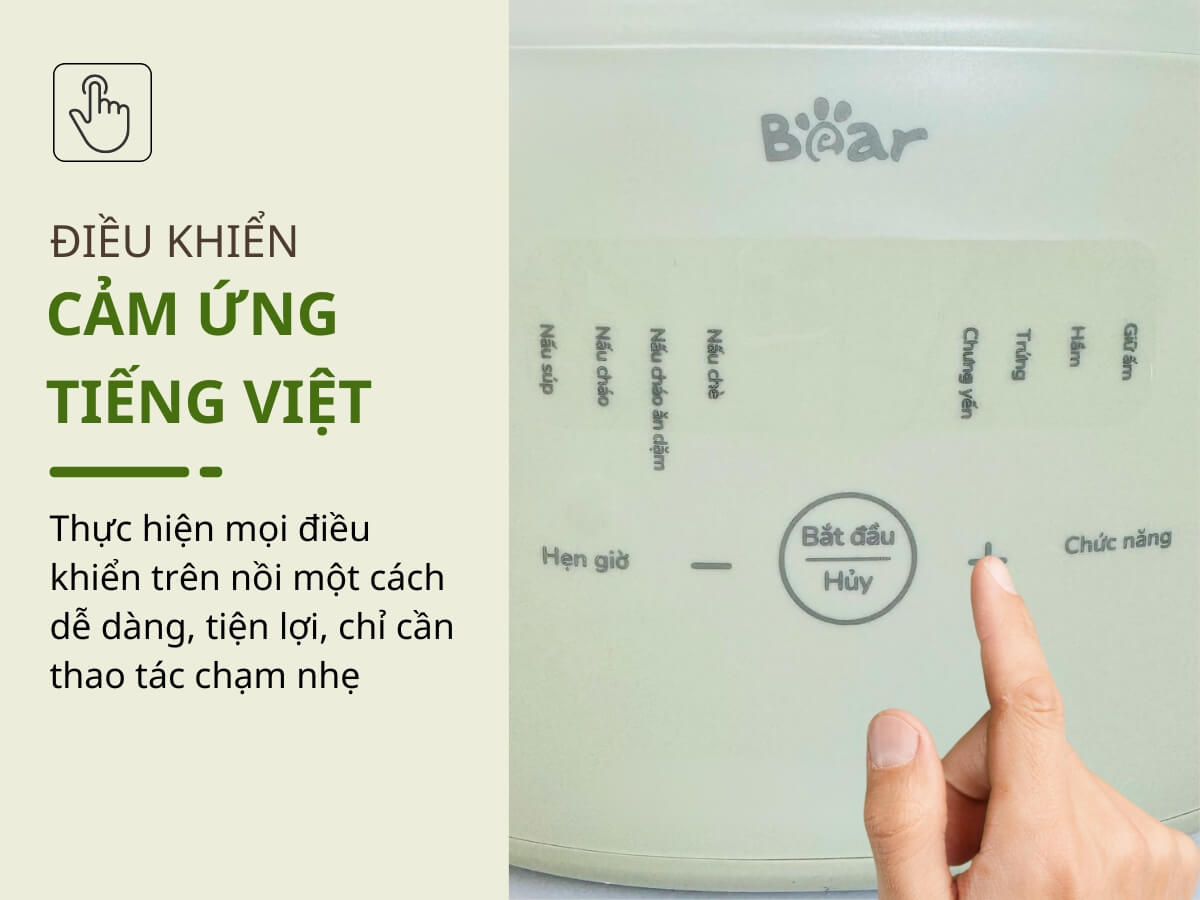 Điều khiển cảm ứng, giao diện tiếng Việt dễ sử dụng