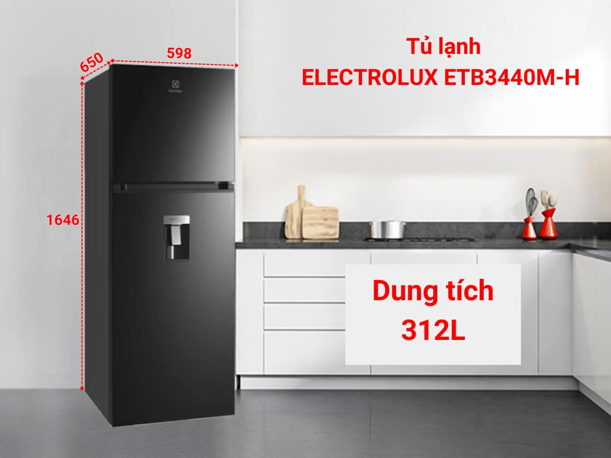 Tủ lạnh Electrolux ETB3440M-H thiết kế sang trọng