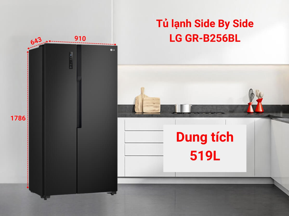 Tủ lạnh LG GR-B256BL thiết kế Side By Side sang trọng
