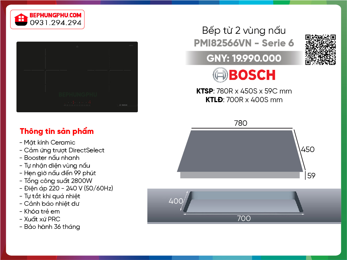 Bếp từ Bosch PMI82566VN