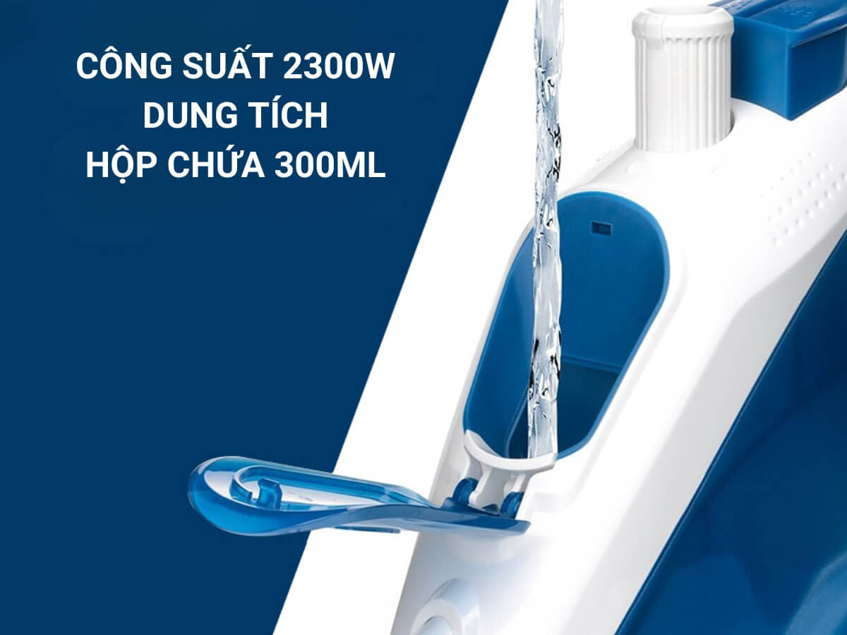Công suất 2300W, dung tích hộp chứa nước 300ml
