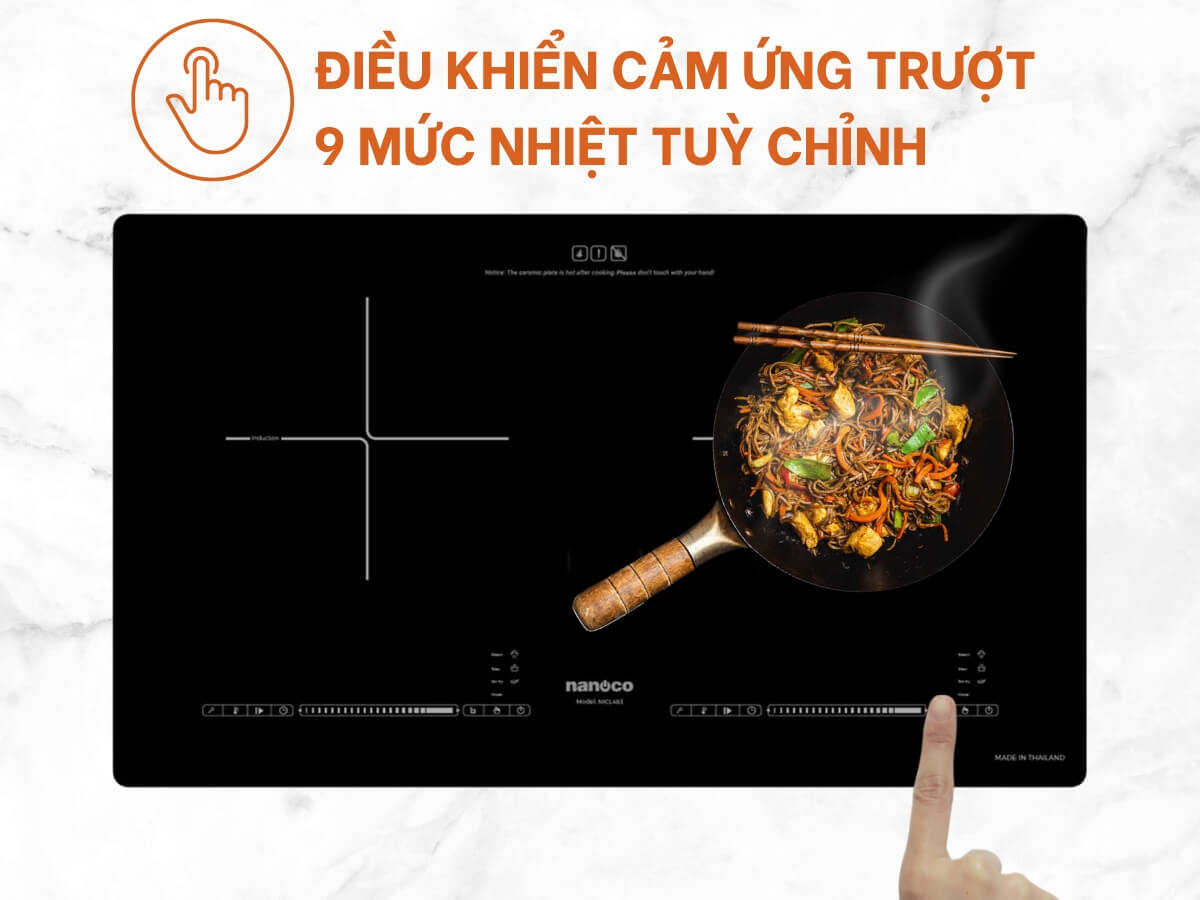 Điều khiển cảm ứng trượt 9 mức nhiệt
