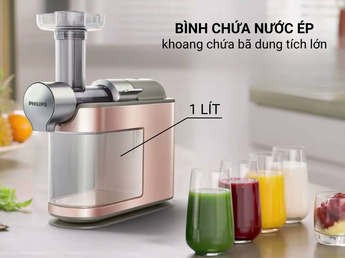 Bình chứa nước ép và khoang chứa bã dung tích lớn
