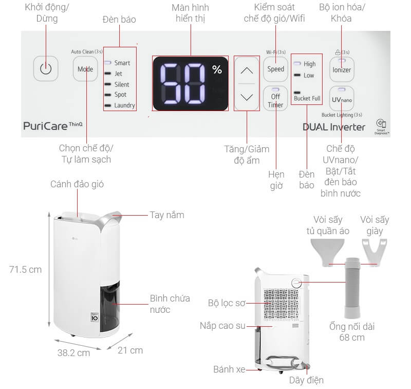 Máy hút ẩm LG MD16GQSE0.ABAE