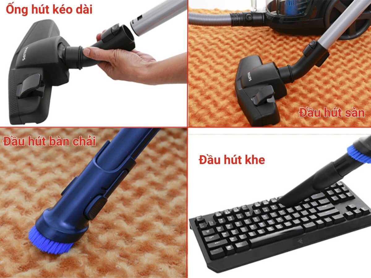 Đa dạng đầu hút, làm sạch toàn diện