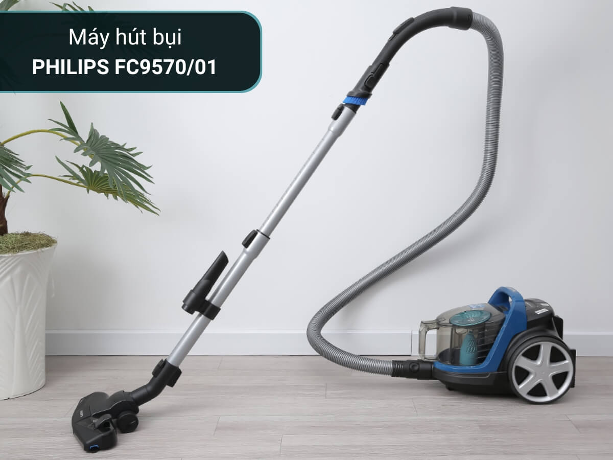 Máy hút bụi Philips FC9570/01 thiết kế gọn nhẹ, bánh xe di chuyển dễ dàng