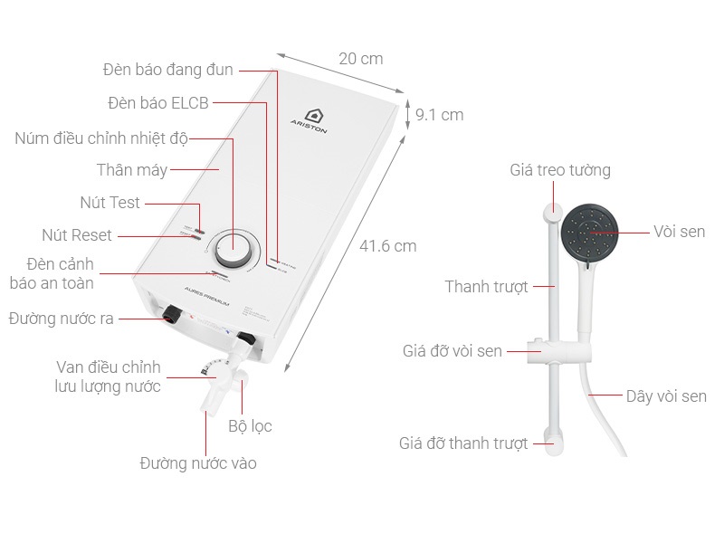 Máy nước nóng Ariston AURES PREMIUM 4.5