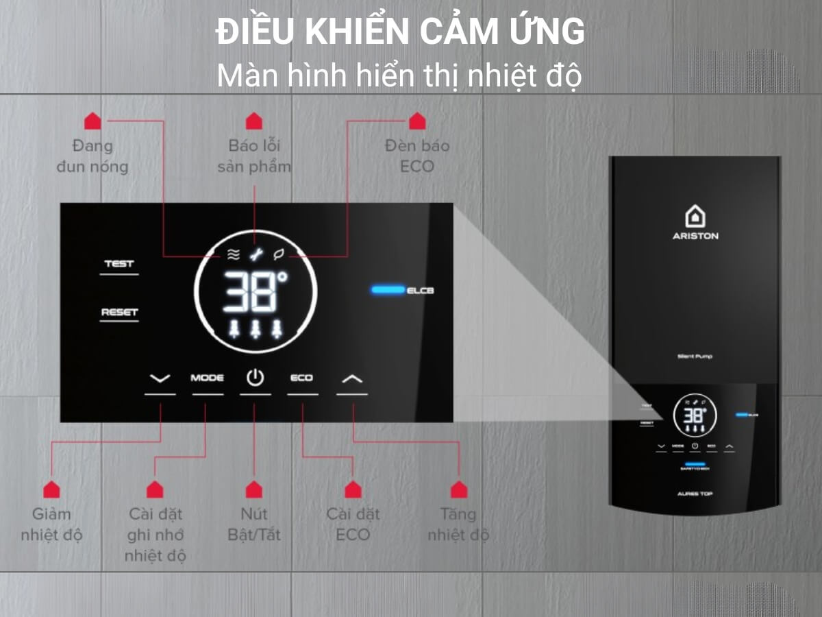Điều khiển cảm ứng, màn hình hiển thị nhiệt độ