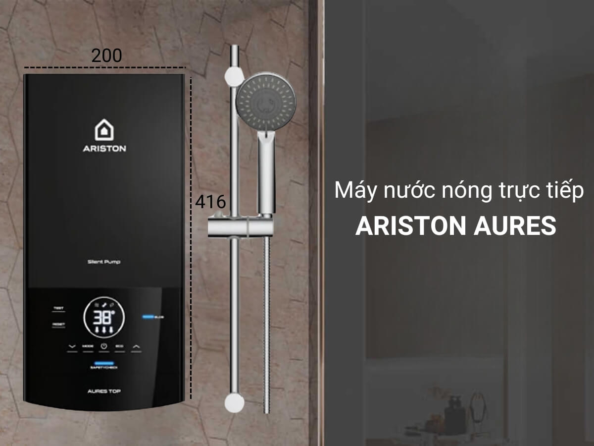 Máy nước nóng Ariston AURES TOP 4.5P thiết kế hiện đại, gắn tường tiện lợi