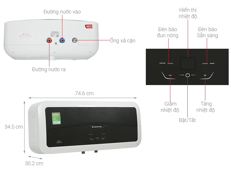 Chi tiết các bộ phận Máy nước nóng Ariston SL2 30 LUX-D AG+