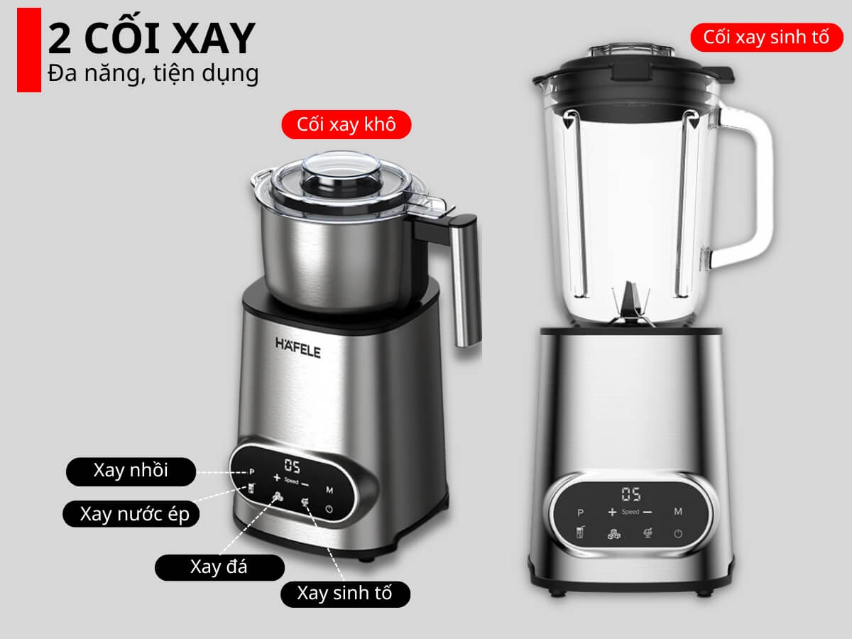 2 cối xay: xay sinh tố và xay khô tiện dụng
