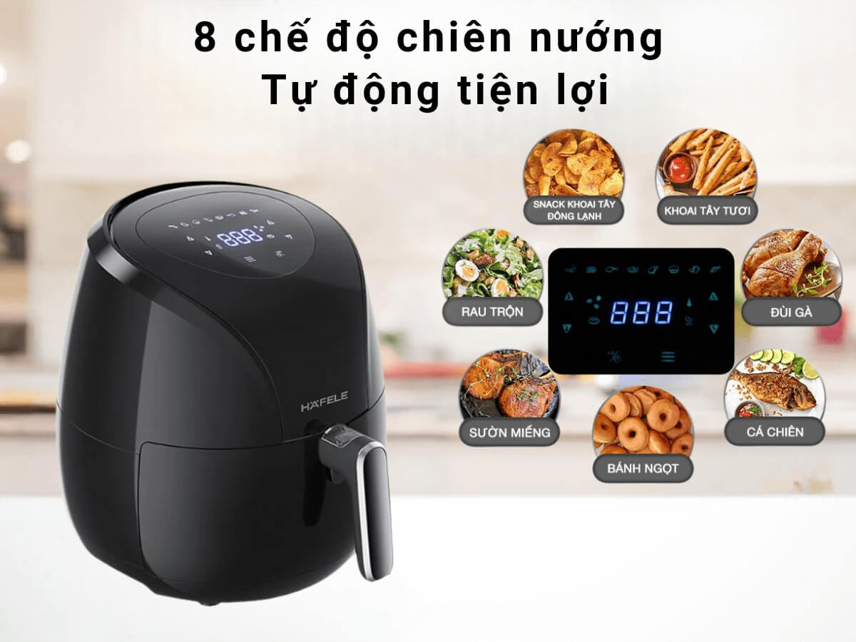 8 chế độ chiên nướng tự động tiện lợi