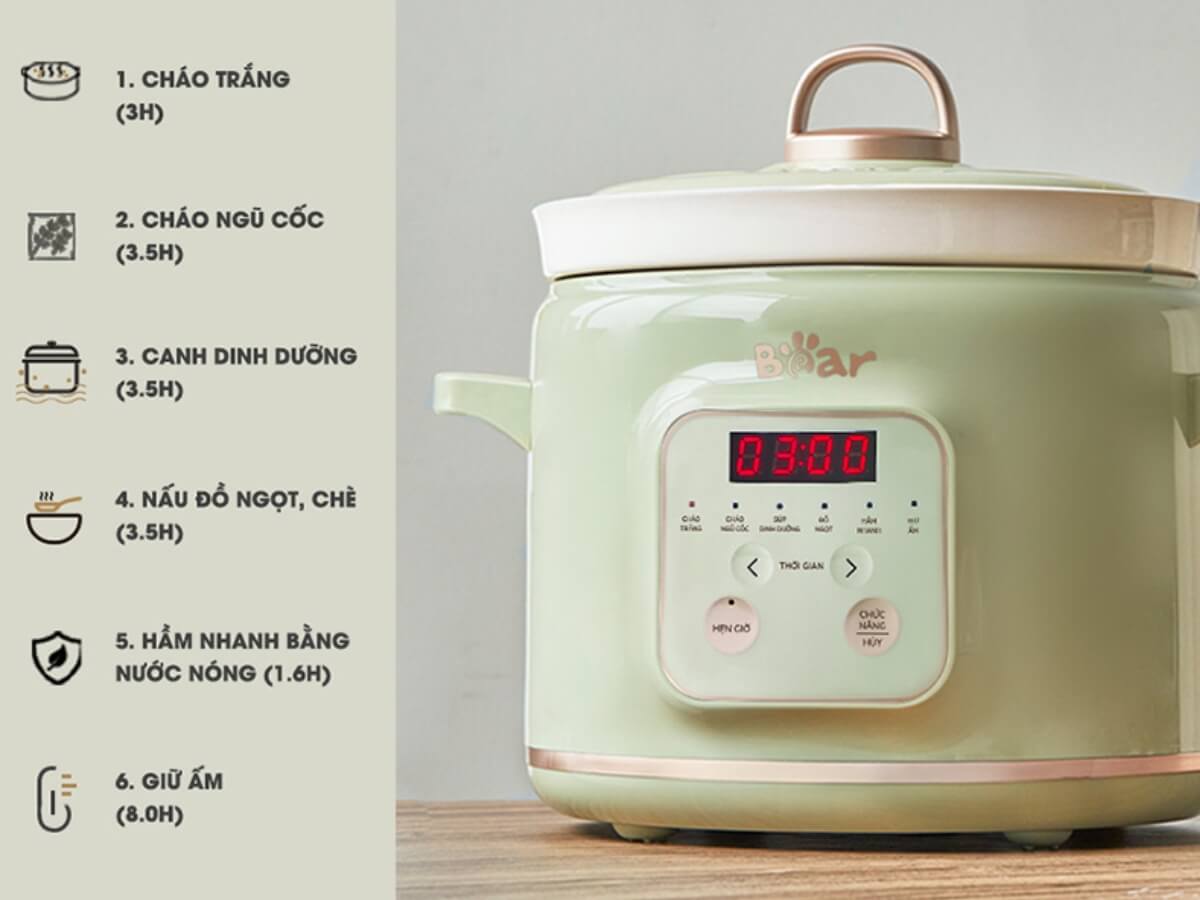 6 chế độ nấu tự động