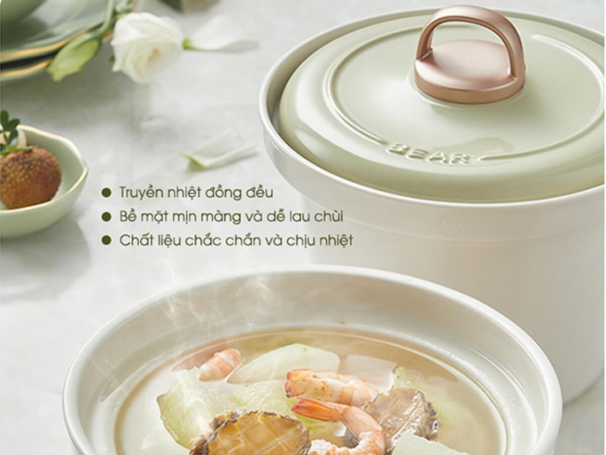 Lòng nồi bằng gốm sứ tự nhiên chống dính và an toàn
