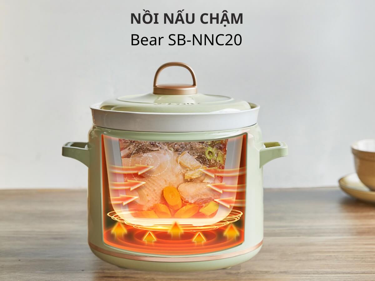Nồi nấu chậm Bear SB-NNC20 dung tích 2 lít, thiết kế đẹp mắt