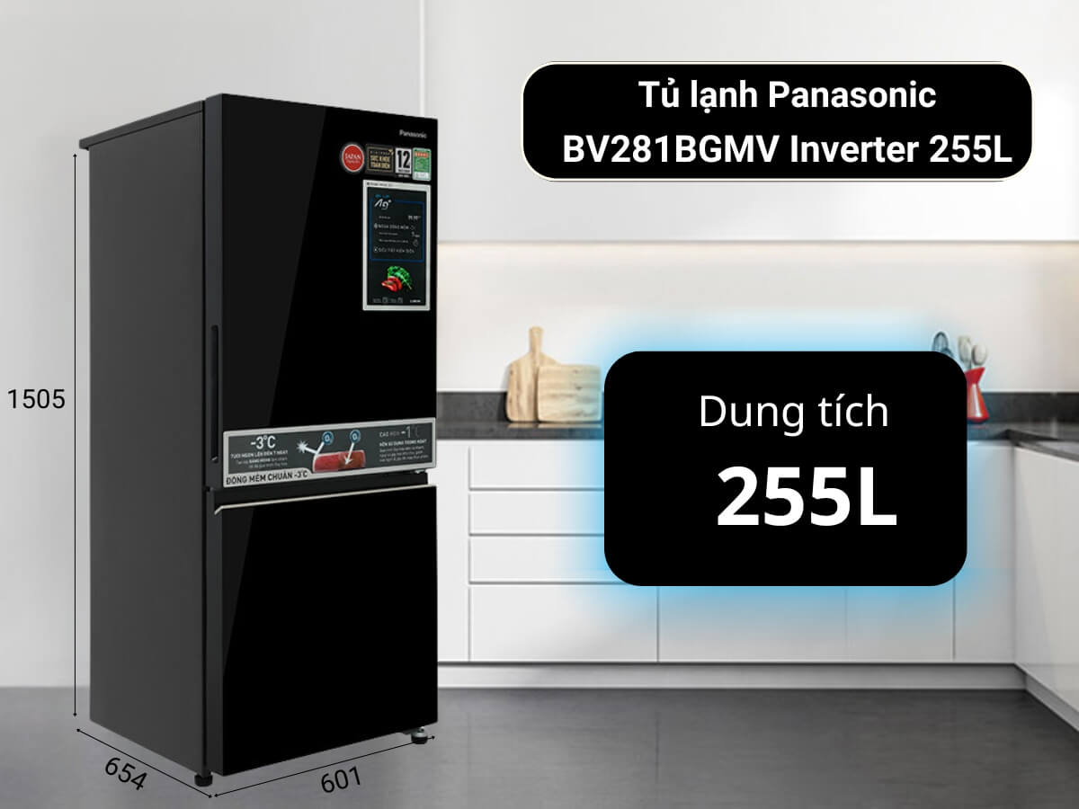 Tủ lạnh Panasonic BV281BGMV thiết kế hiện đại