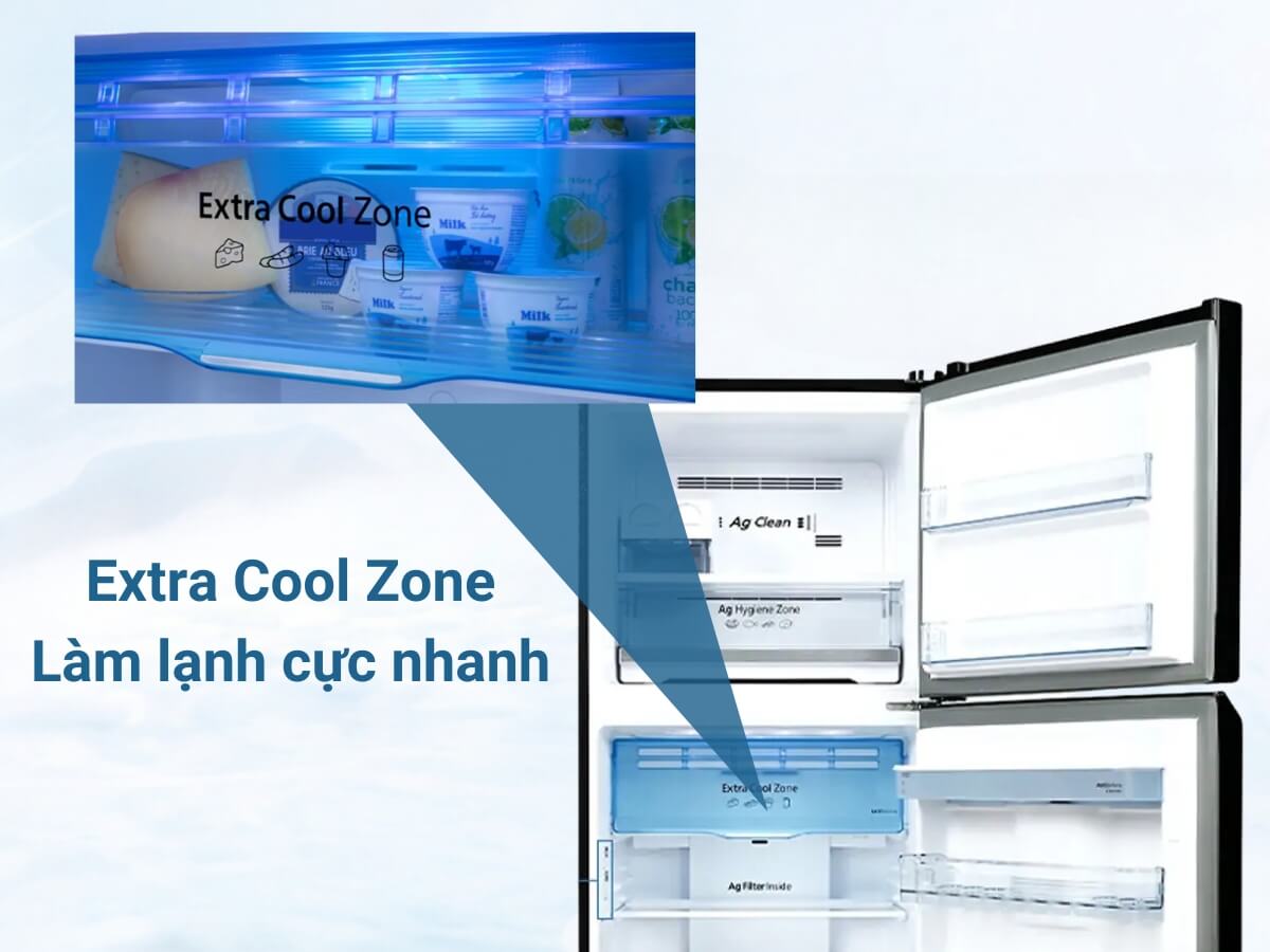 Làm lạnh thực phẩm nhanh với ngăn Extra Cool Zone