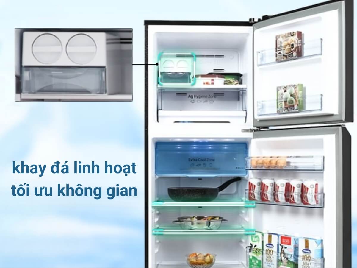 Thiết kế khay đá linh hoạt, tối ưu không gian