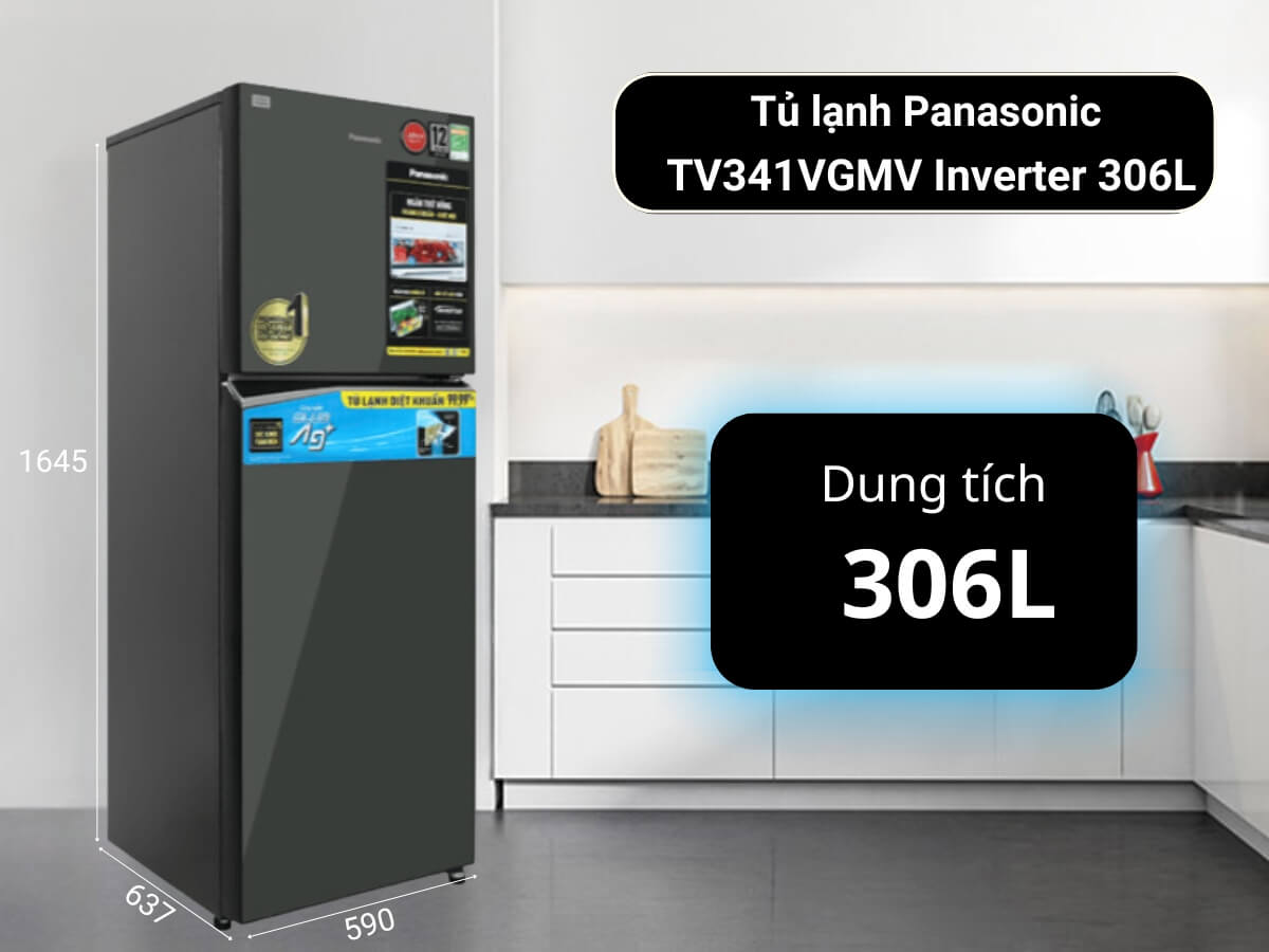 Tủ lạnh Panasonic TV341VGMV thiết kế hiện đại, sang trọng