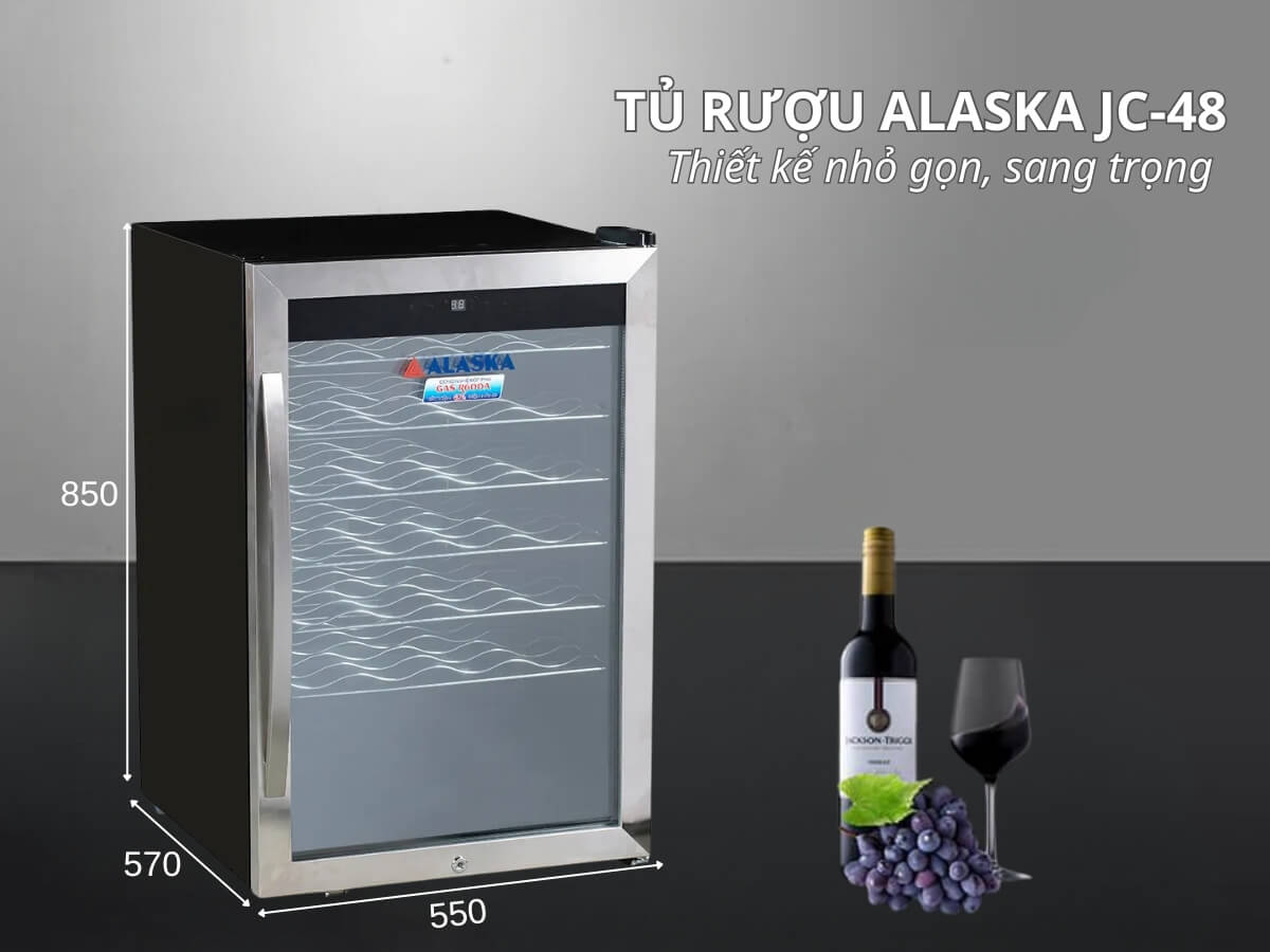 Tủ rượu Alaska JC-48 thiết kế nhỏ gọn, sang trọng