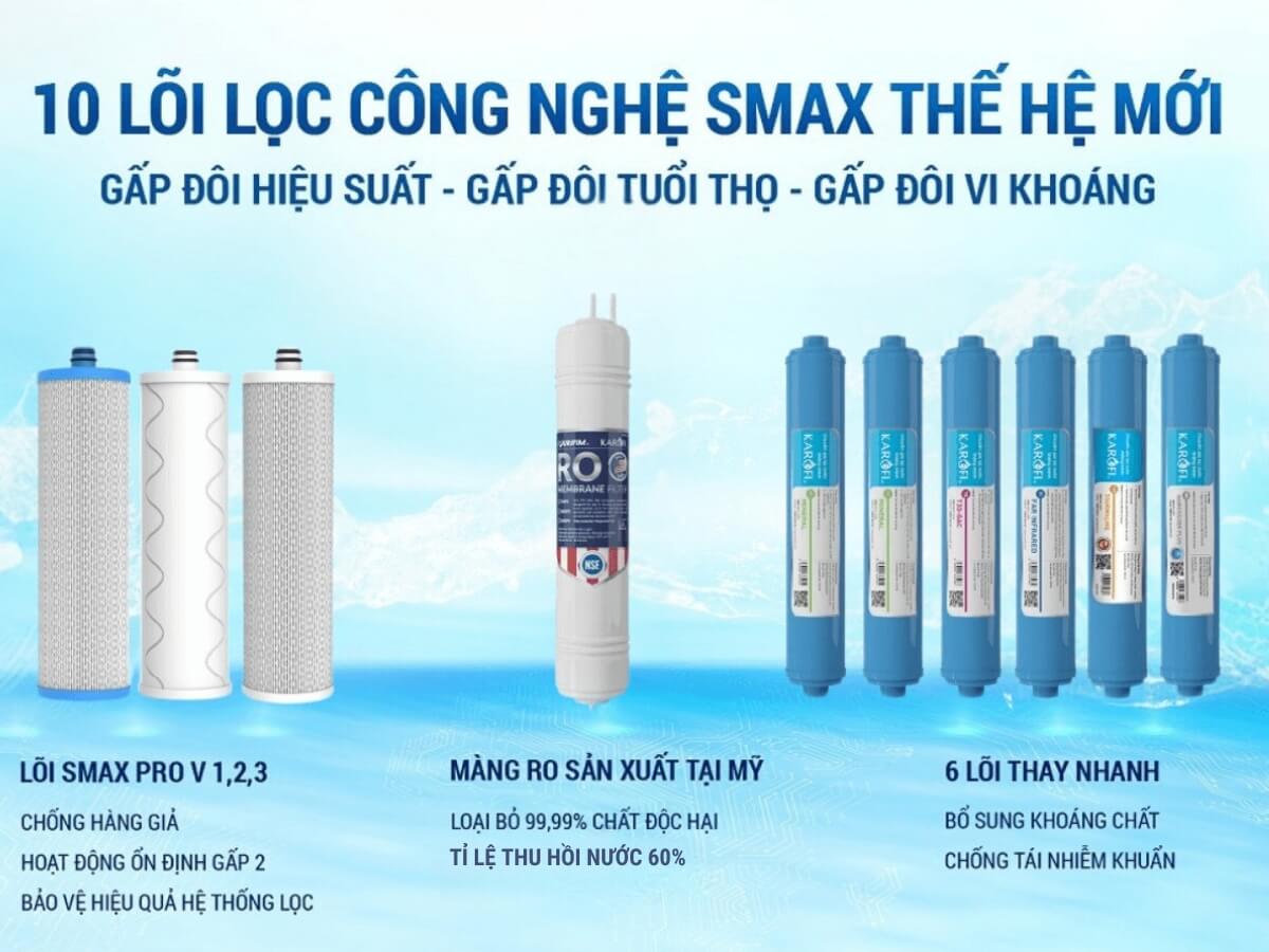 Hệ thống 10 cấp lọc cho hiệu suất lọc tối ưu
