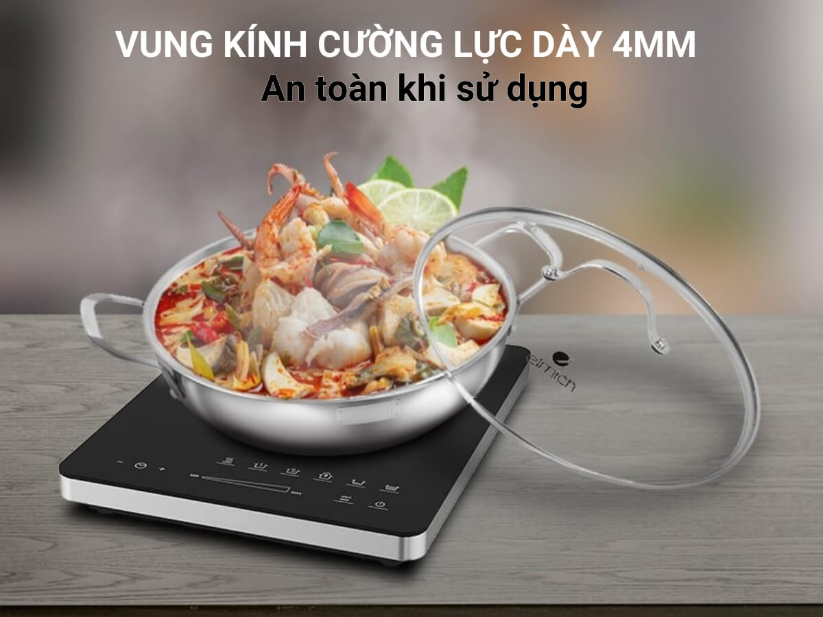 Vung kính cường lực dày, chắc chắn