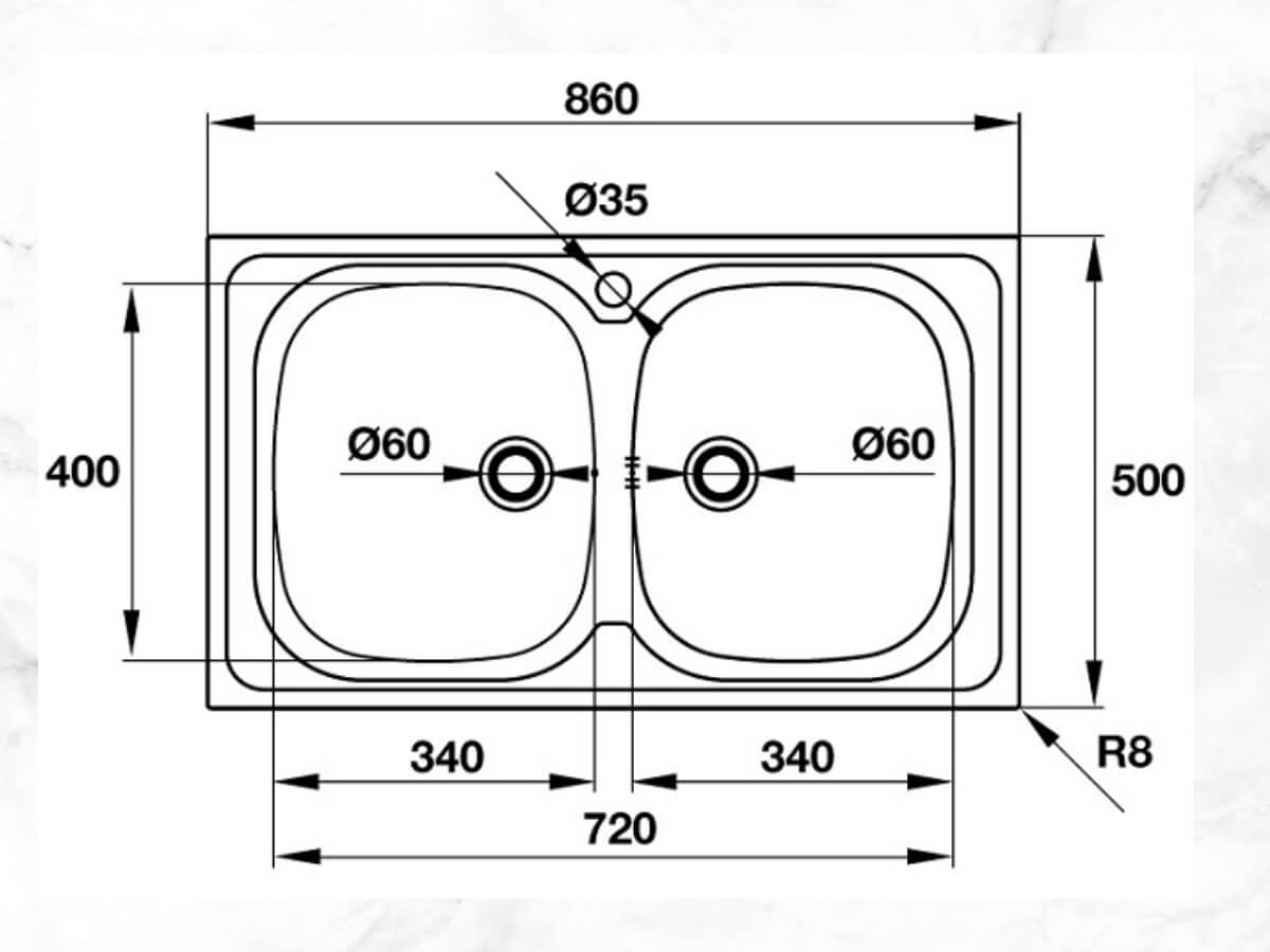 Kích thước Chậu Inox Hafele HS-SD7744 (565.86.381)
