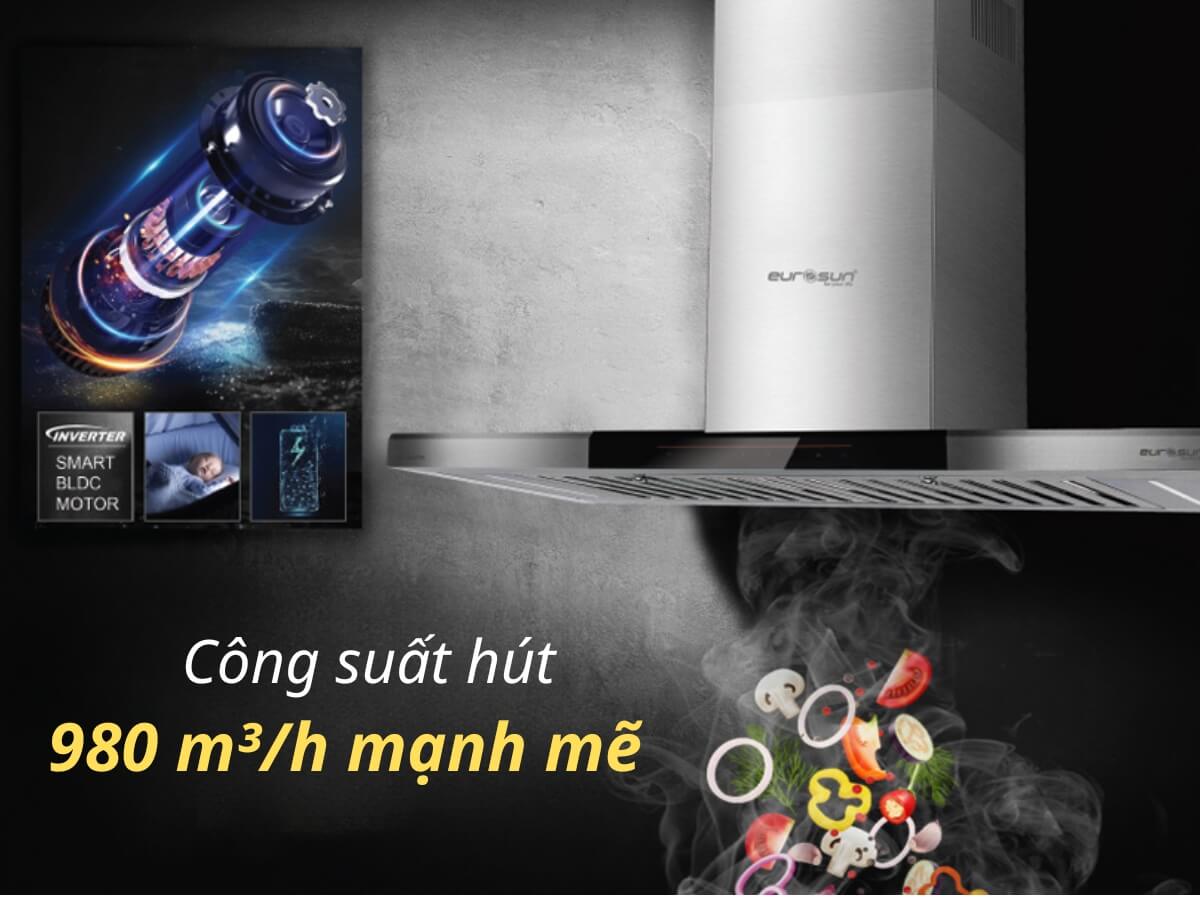 Công suất hút 980 m³/h mạnh mẽ