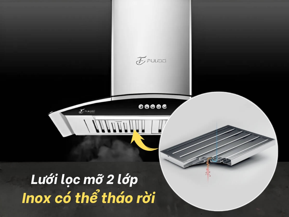 Lưới lọc mỡ bằng inox có thể tháo rời