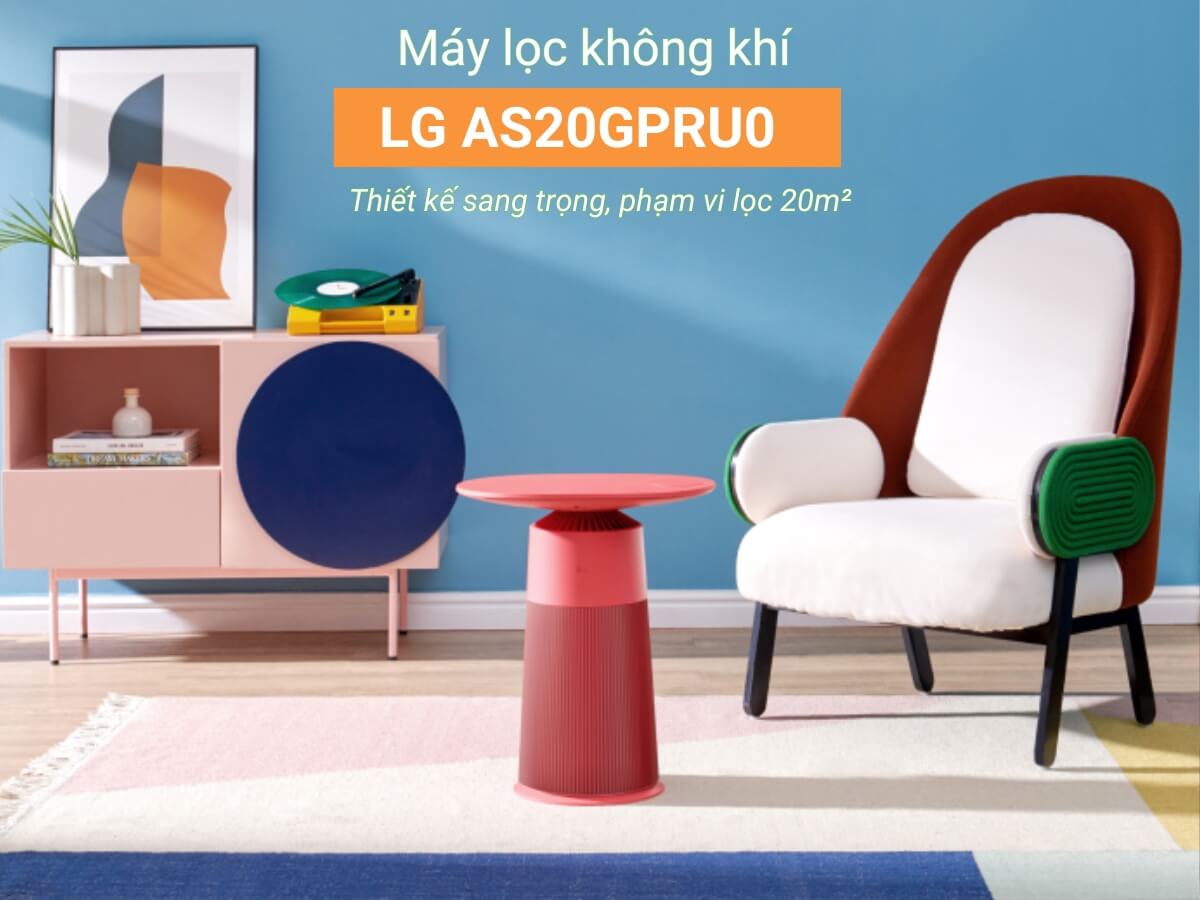 Máy lọc không khí LG AS20GPRU0 thiết kế sang trọng, phạm vi lọc 20m²