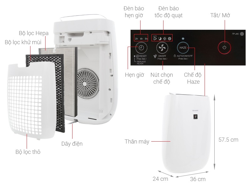 máy lọc không khí sharp fp-j40e-w