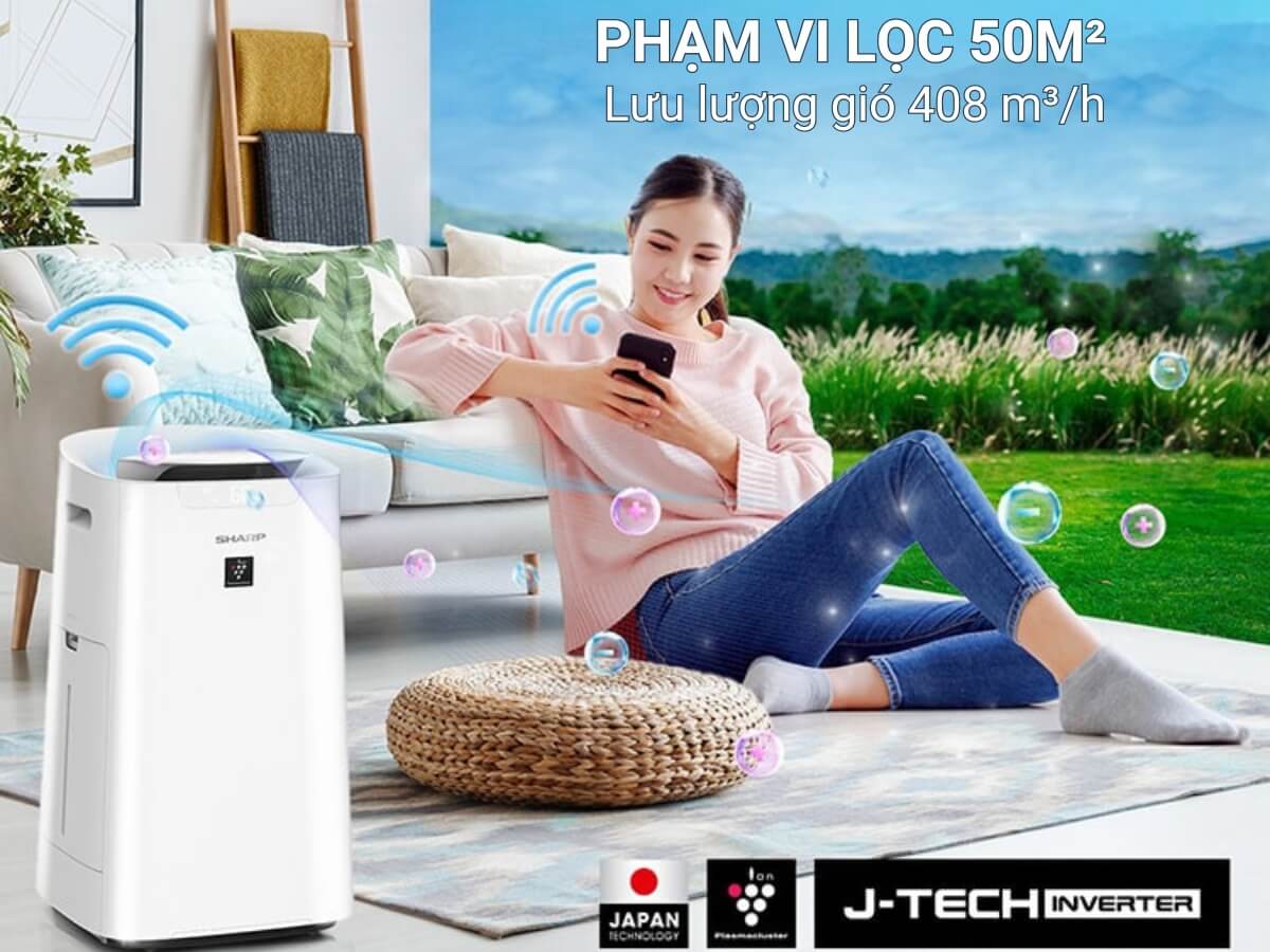máy lọc không khí và tạo ẩm sharp ki-l60v-w