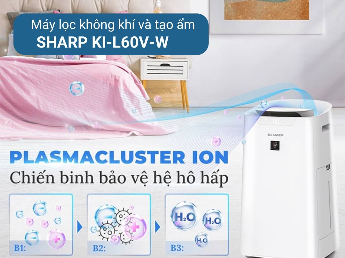 máy lọc không khí và tạo ẩm sharp ki-l60v-w
