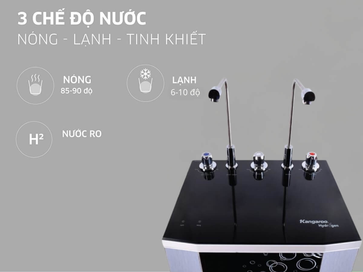 3 chế độ nước, 2 vòi lấy nước tiện lợi