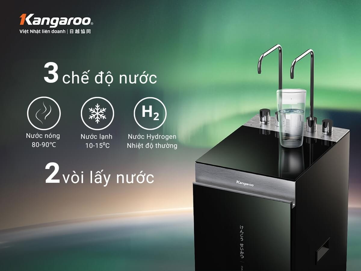 3 chế độ nước, 2 vòi lấy nước tiện lợi