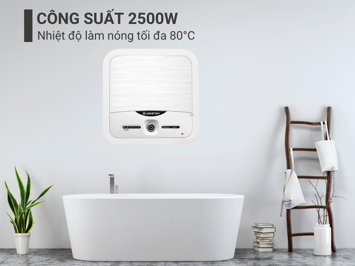 Công suất 2500W, nhiệt độ làm nóng tối đa 80°C