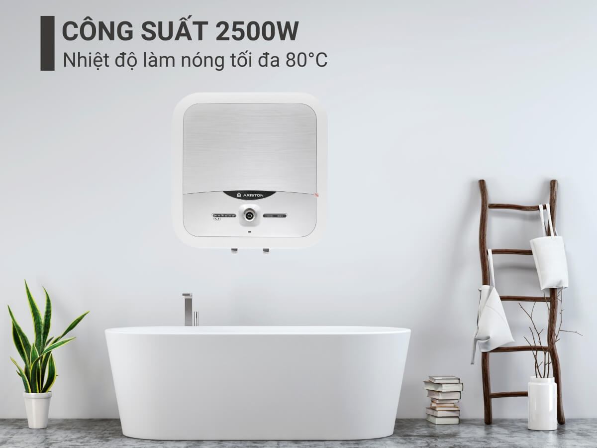 Công suất 2500W, nhiệt độ làm nóng tối đa 80°C