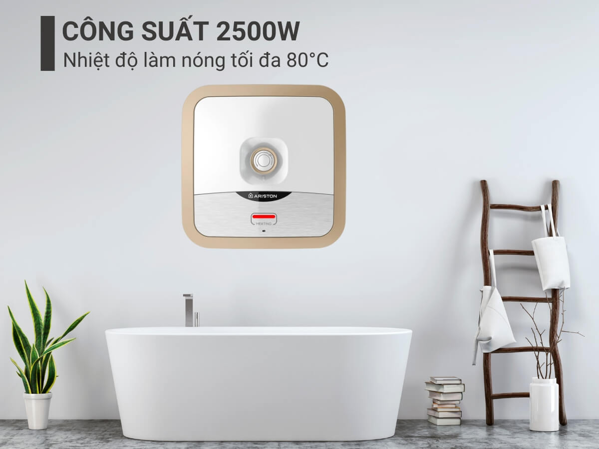 Công suất 2500W, nhiệt độ làm nóng tối đa 80°C