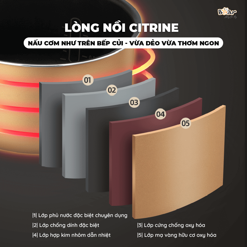 Lòng nồi 5 lớp hiện đại