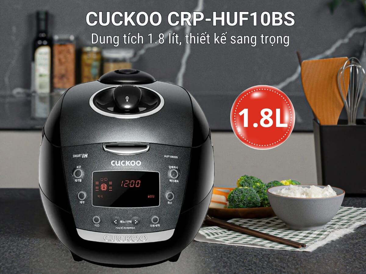 Nồi cơm điện cao tần Cuckoo CRP-HUF10BS dung tích 1.8 lít, thiết kế sang trọng