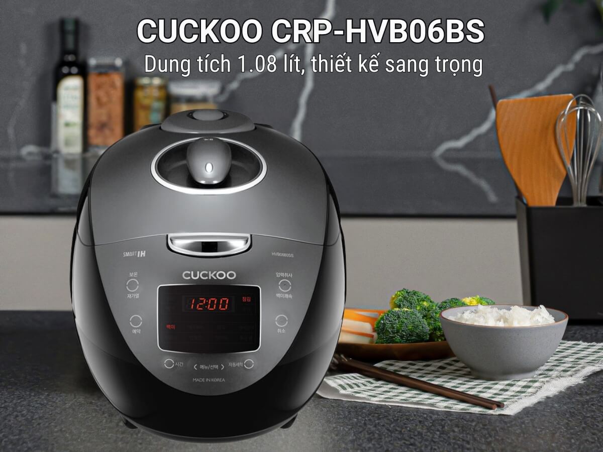 Nồi cơm điện cao tần Cuckoo CRP-HVB06BS dung tích 1.08 lít, thiết kế sang trọng