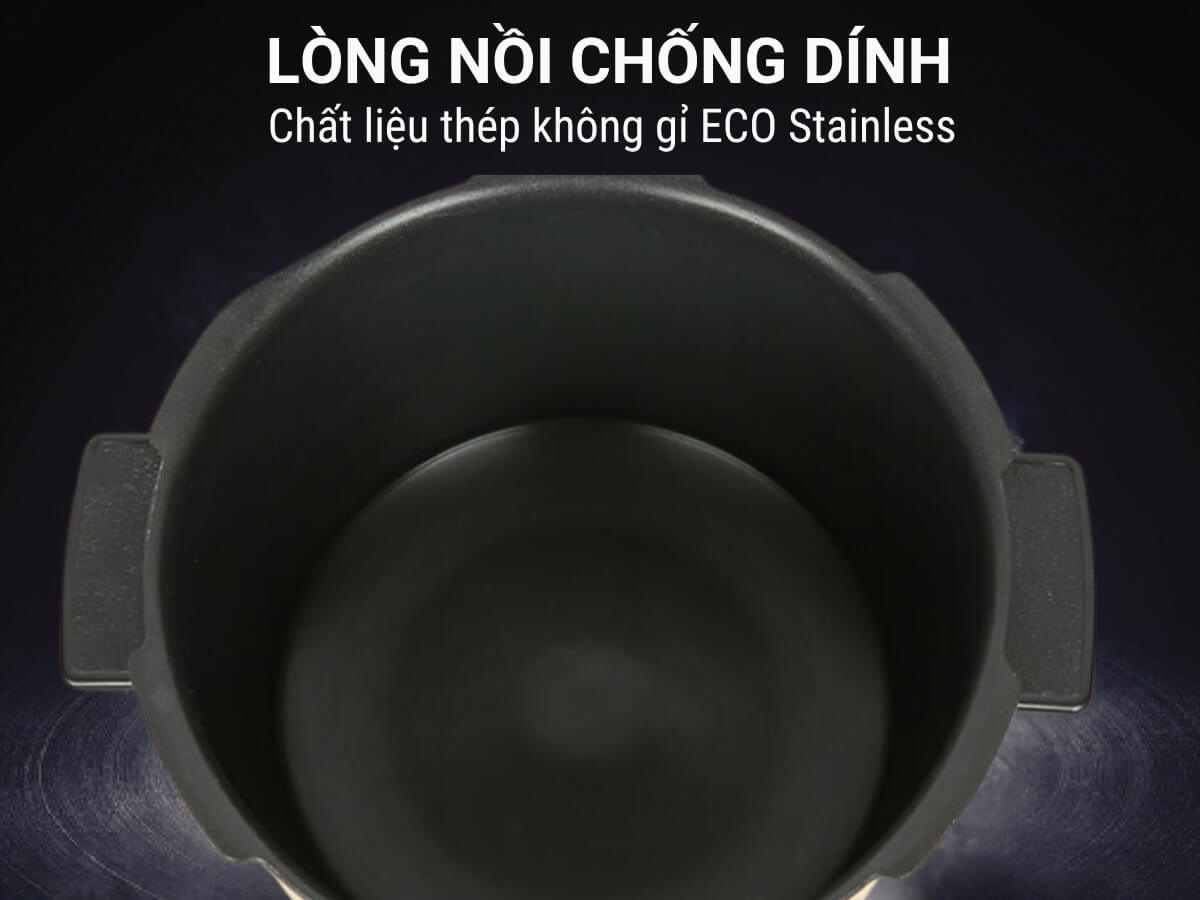 Lòng nồi chất liệu cao cấp, chống dính hoàn hảo