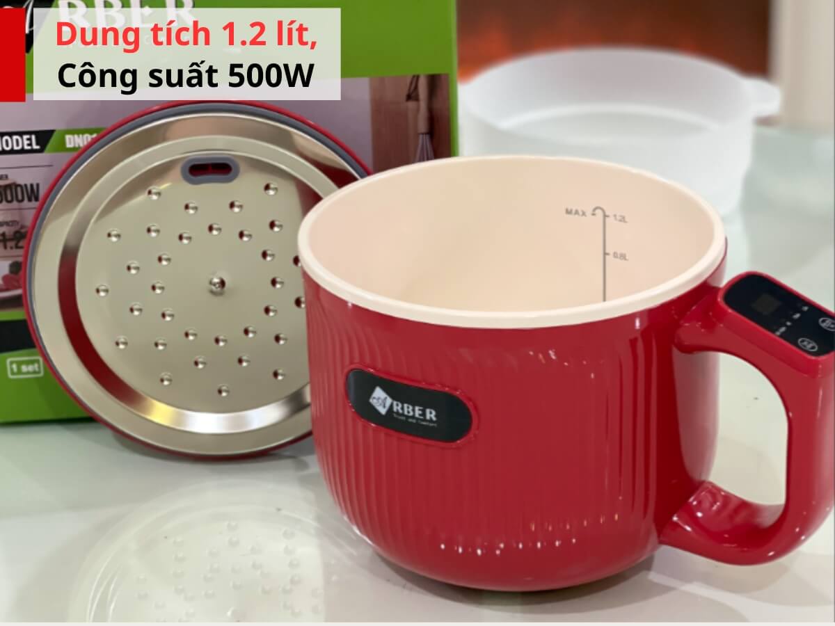 Dung tích 1.2 lít, công suất 500W giúp nấu nhanh