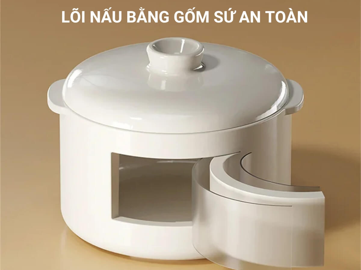 lõi nấu bằng gốm sứ an toàn và có khả năng chống dính tốt