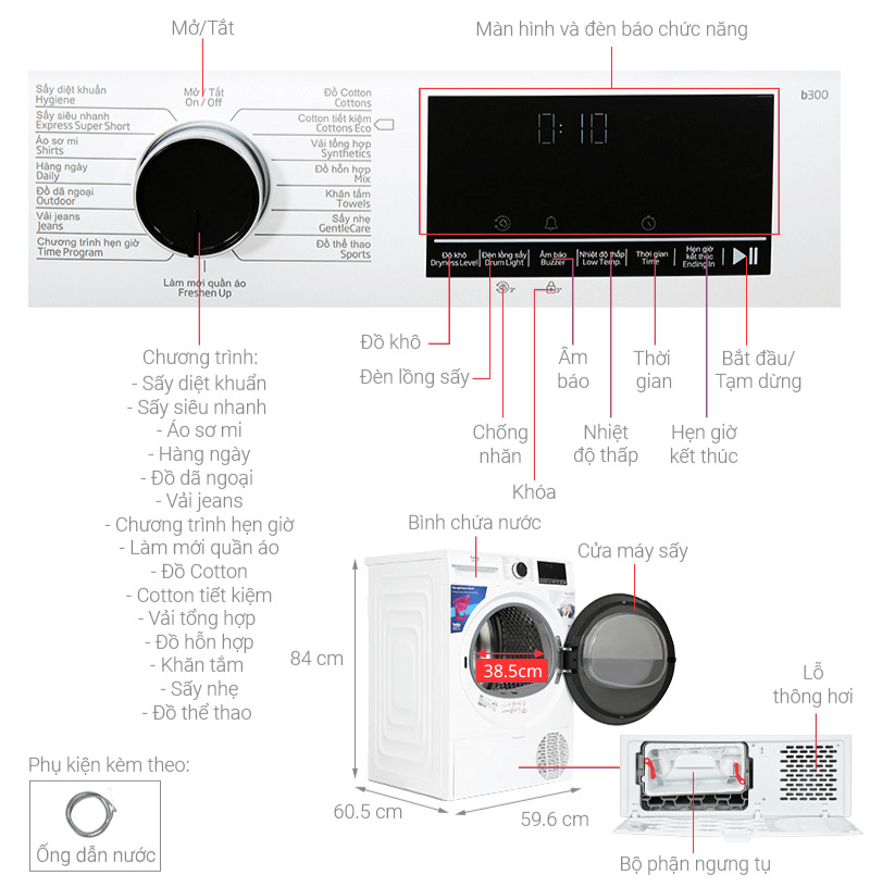 máy sấy beko b3t4319w 9kg