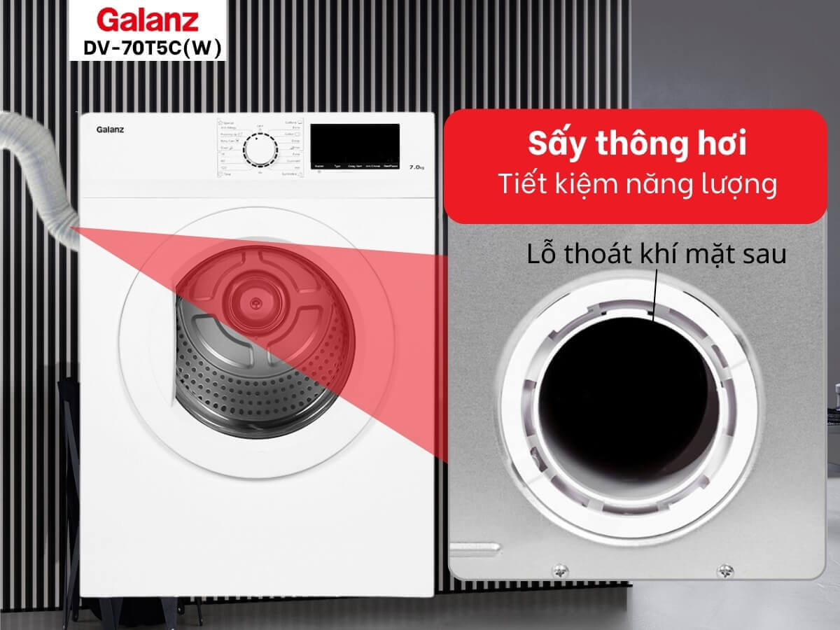 máy sấy galanz dv-70t5c(w) 7kg