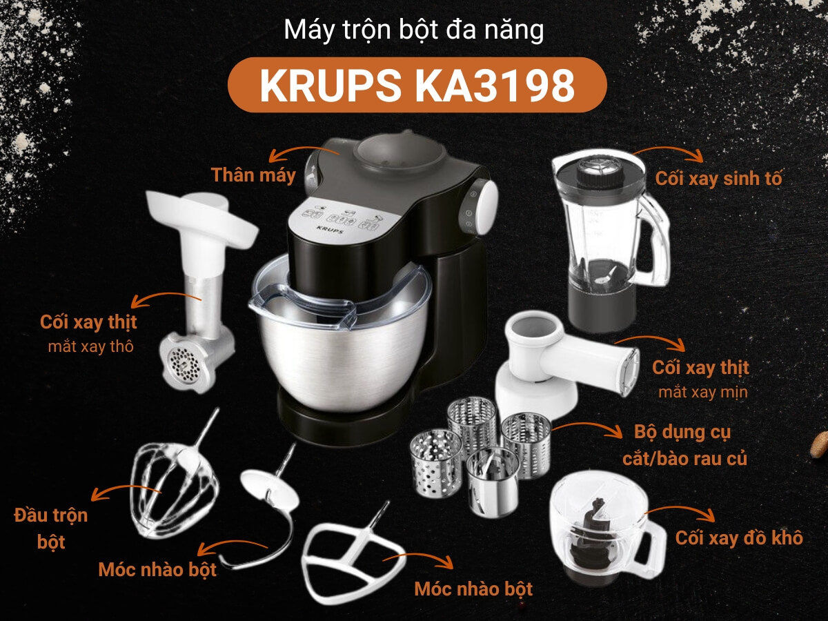máy trộn bột đa năng krups ka3198