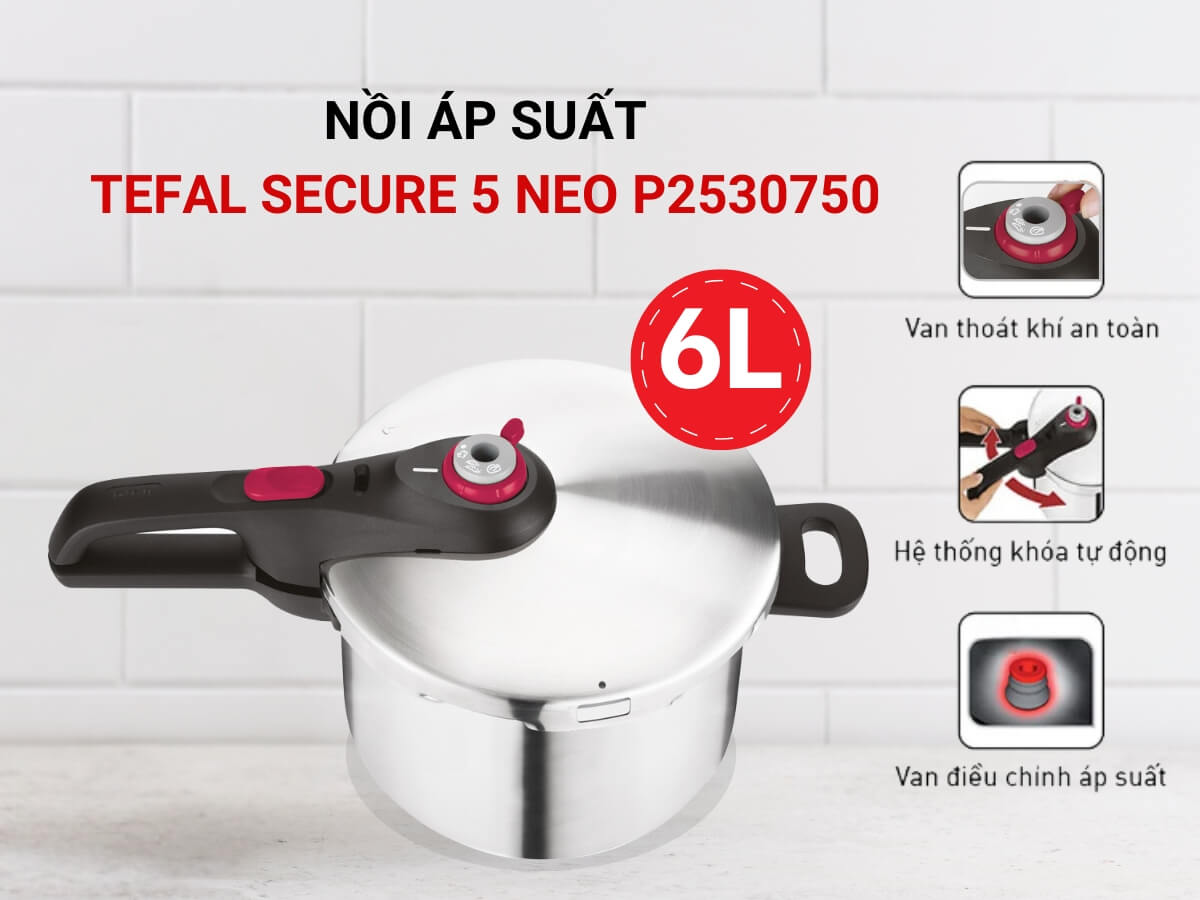 Nồi áp suất Tefal Secure 5 Neo P2530750 6L