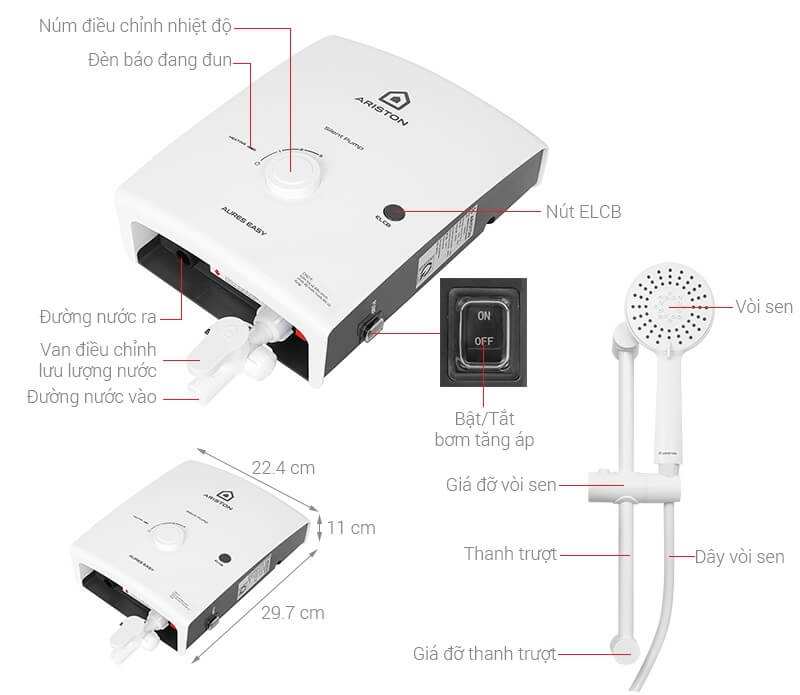 Máy nước nóng Ariston AURES EASY 4.5P 3S